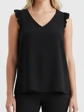 J. Crew Black Flutter Sleeve Top